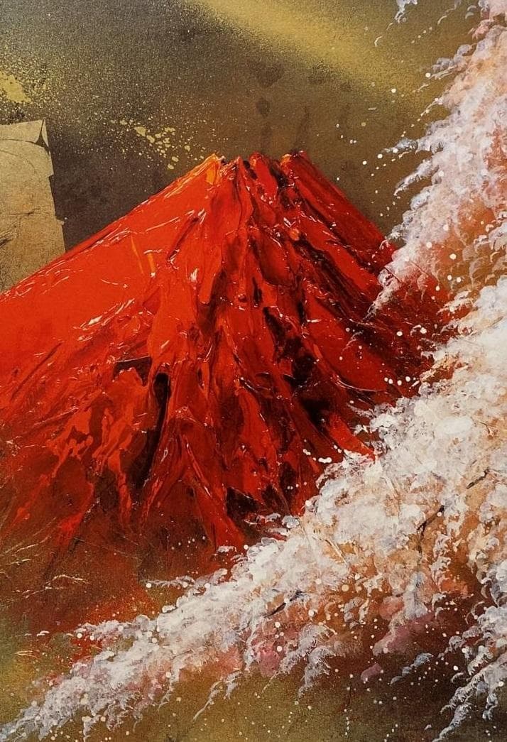 立川広己、【赤富士桜】、希少な額装用画集より、厳選、新品額装、マット額装付