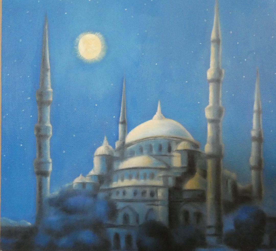 絵画　油彩 平山郁夫 「風景」 サイン　F8サイズ　額装済み 肉筆手描き