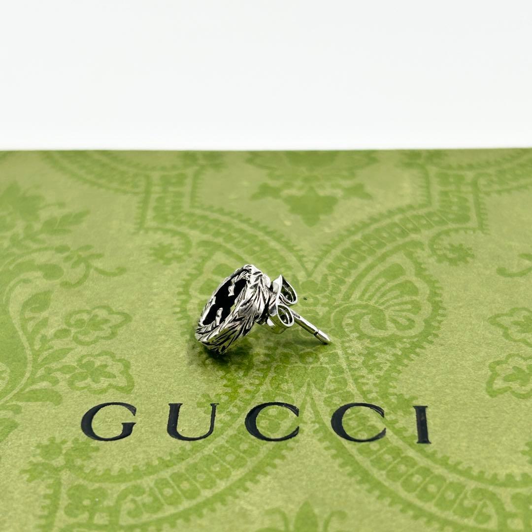 美品✨ グッチ GUCCI ピアス アラベスク インターロッキング G 燻 片耳