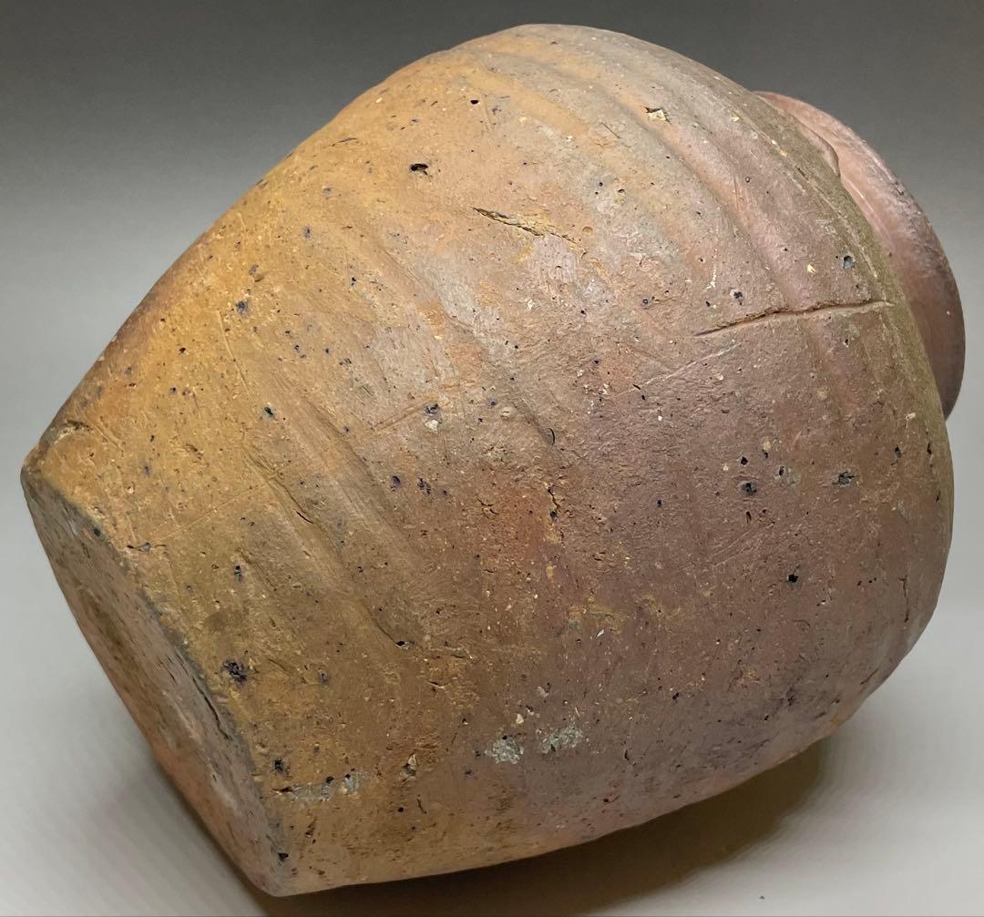 古備前 室町〜桃山時代 三耳壺 種壺 窯印有 箱付(四方桟盛蓋) y312