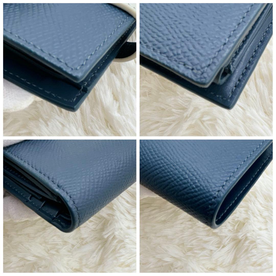 極美品✨️CELINE 二つ折り財布 ネイビー スモールストラップウォレット