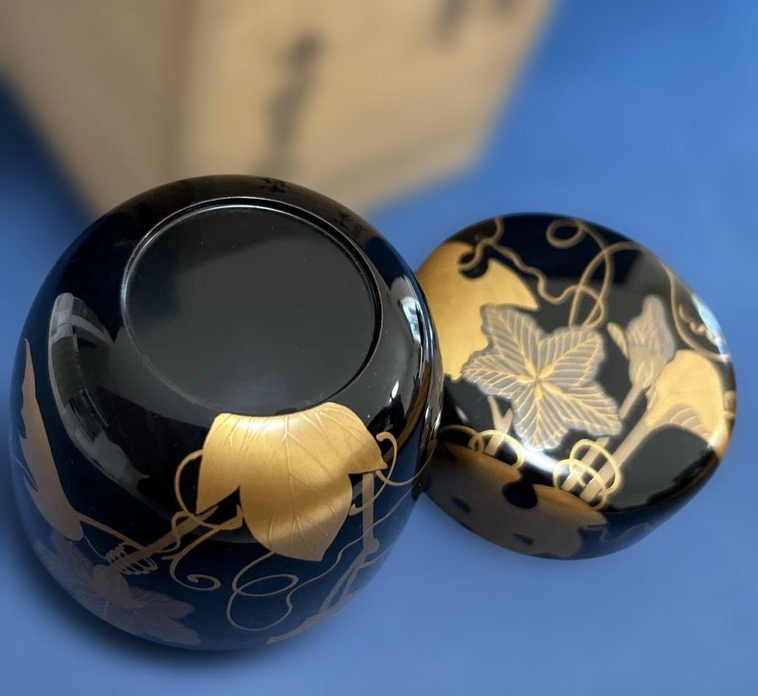 中村宗悦作 中棗 共箱共布 夕顔時絵 共布 茶道具 共箱