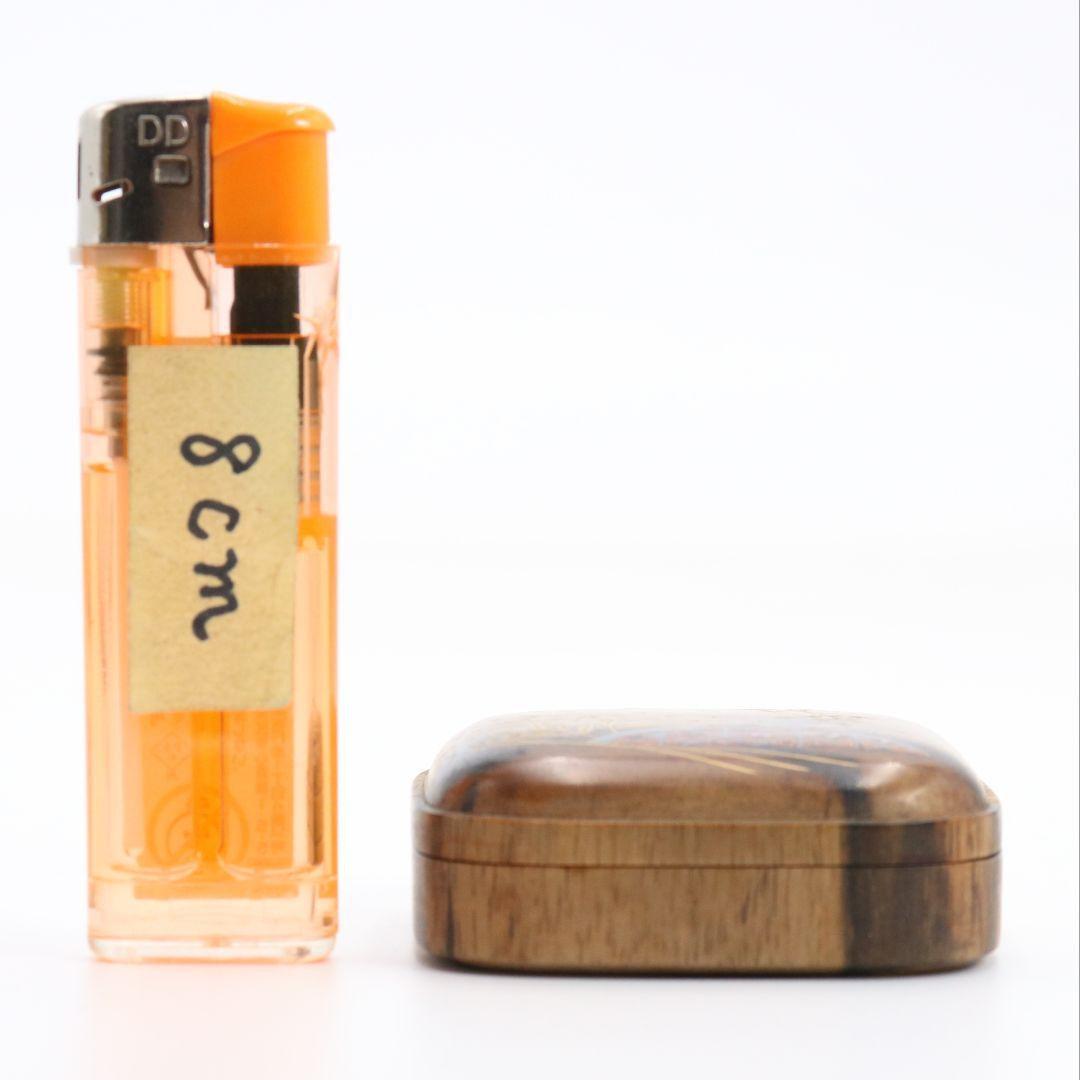 道場宗廣作 蛇籠 黒柿 四方香合 茶道具 共箱　rC796　N4