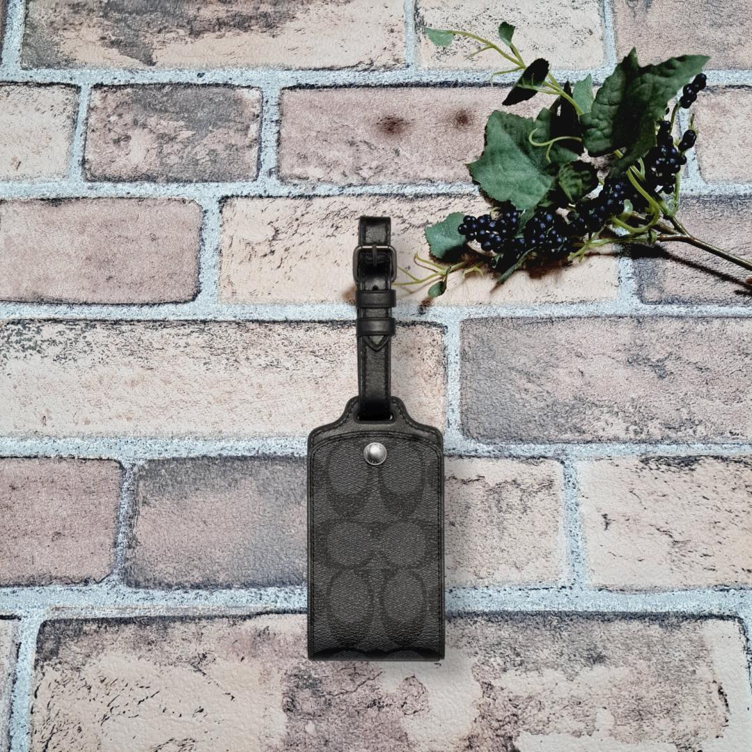 ✨New✨コーチ COACH ネームタグ シグネチャー ラゲッジタグ チャコール