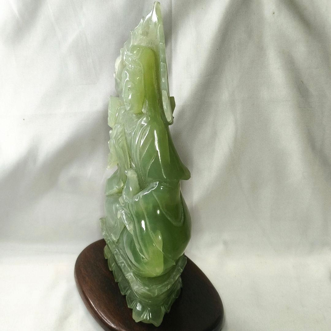 中国骨董 玉観音 天然石 手彫り 仏教美術 コレクター放出 風水グッズ