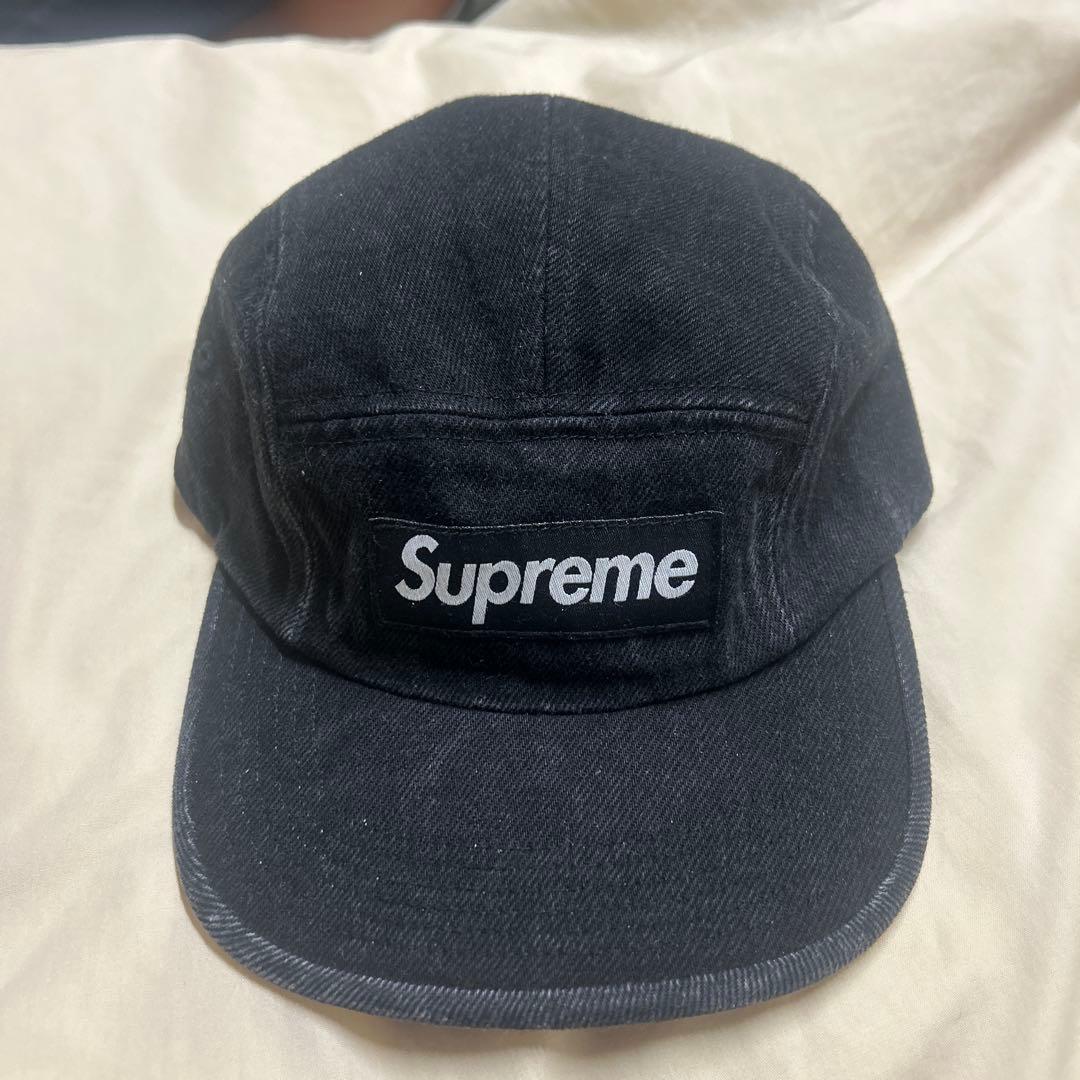 Supreme 黒 デニム キャップ