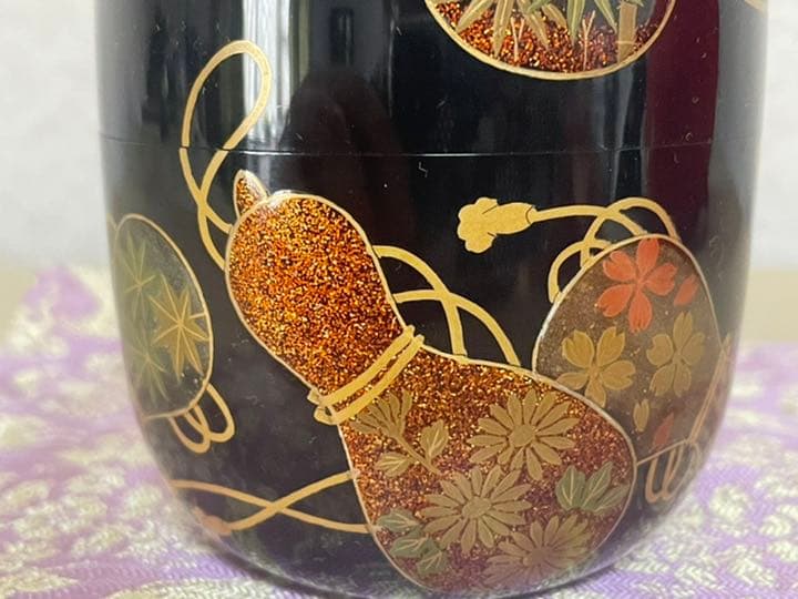 黒塗六瓢蒔絵 大棗 中村宗悦