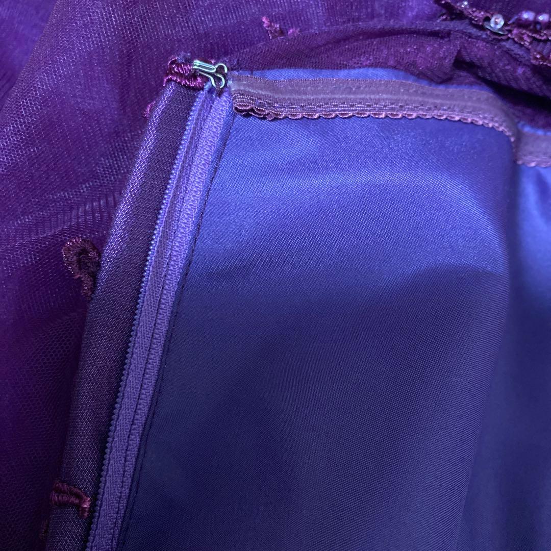 週末お値下げ！パープル ビーズ刺繍 ロングドレス