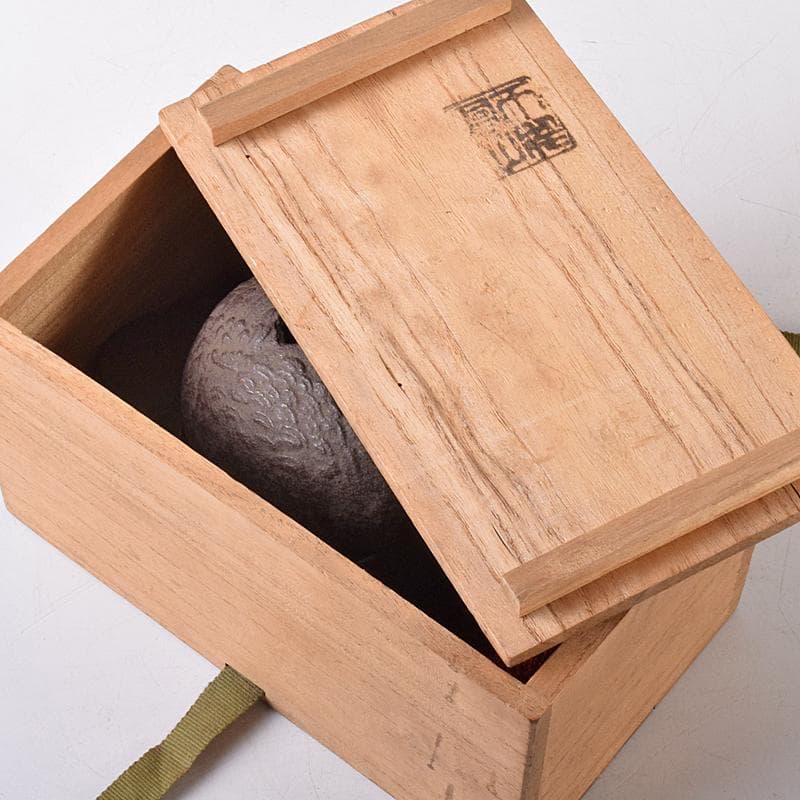 時代金工　古鉄　山水刻　小槌　香炉　共箱　V　R8204