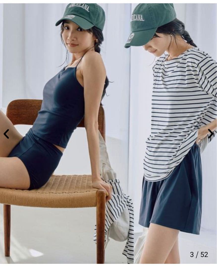 coen ポーチ付きボーダートップススイムウエア4点セット　WEB限定セット