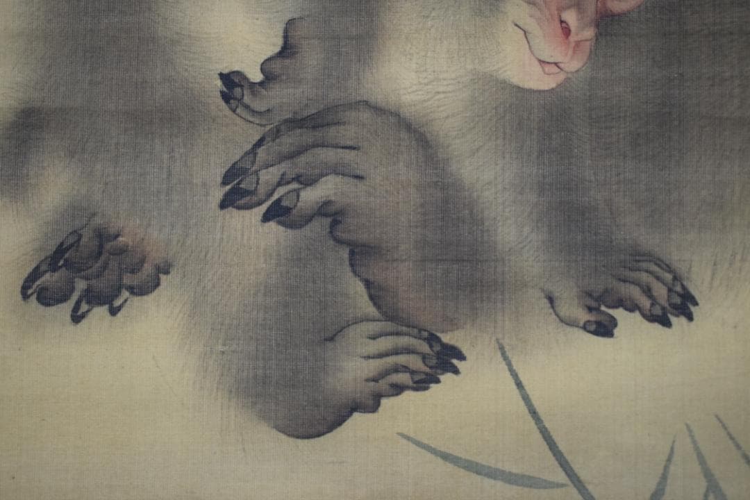 真作】森祖仙/森狙仙/親子猿之図/掛軸☆宝船☆