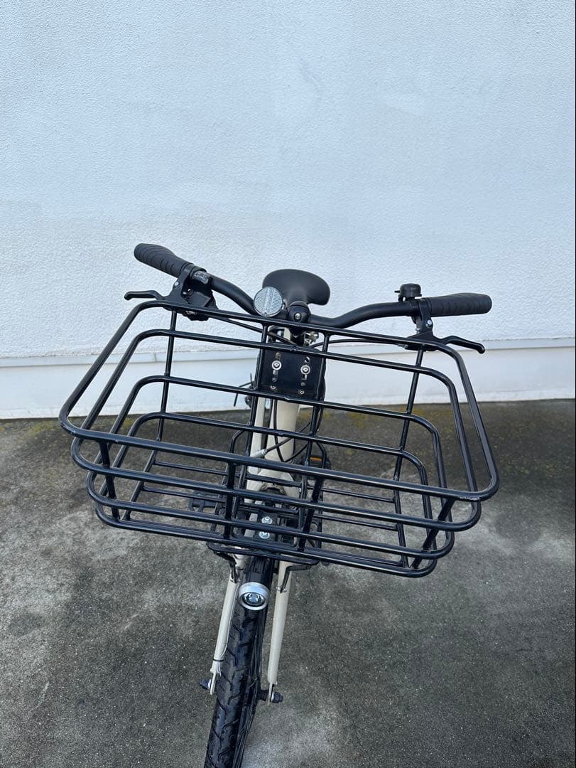 【バキ】美品 あさひ オフィスプレスN 前カゴ付 クロスバイク ベージュ