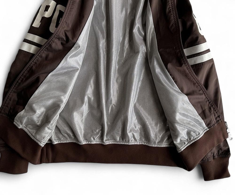 美品パーリーゲイツ 蓄熱フィルム裏地 ダブルジップスニードジャケット濃茶