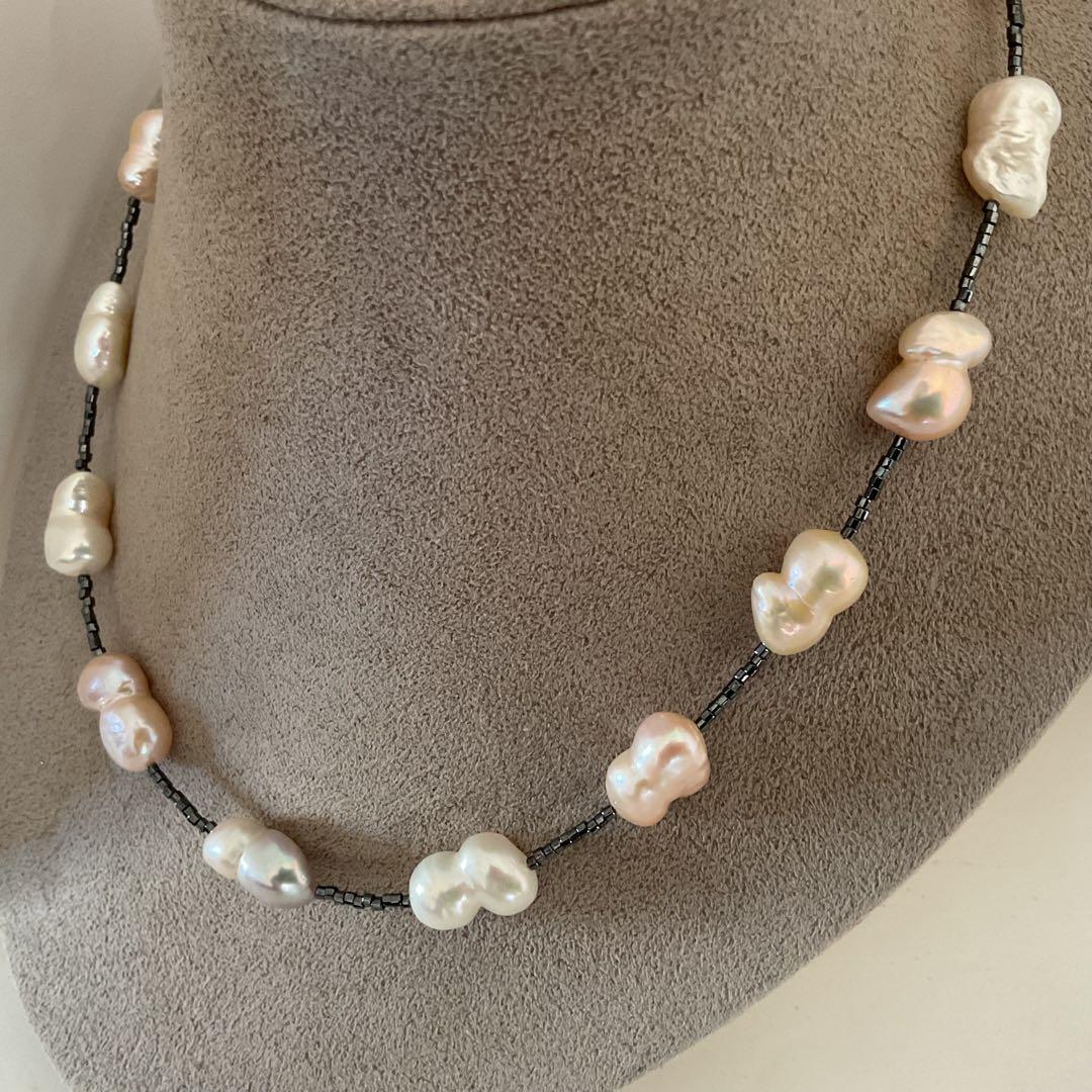 淡水本真珠☆ツインバロック☆ビーズ☆パールネックレス☆ハンドメイド