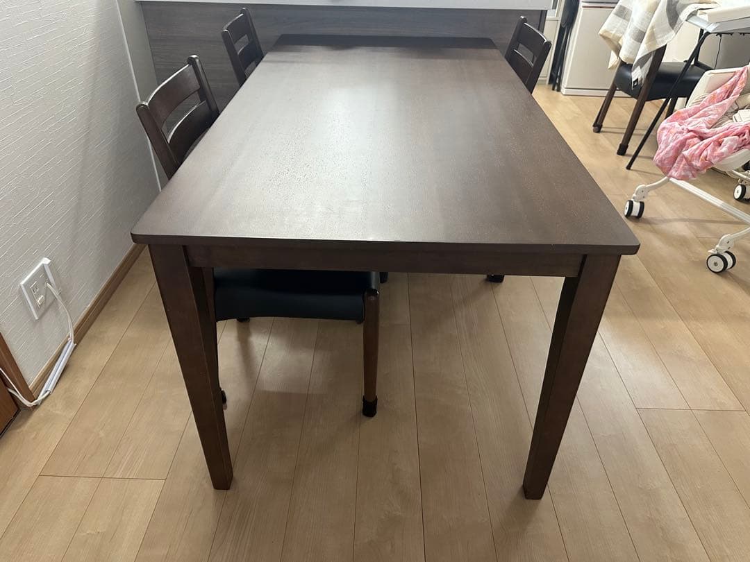【着払いor引取り】ダークブラウン木製ダイニングテーブルと椅子セット