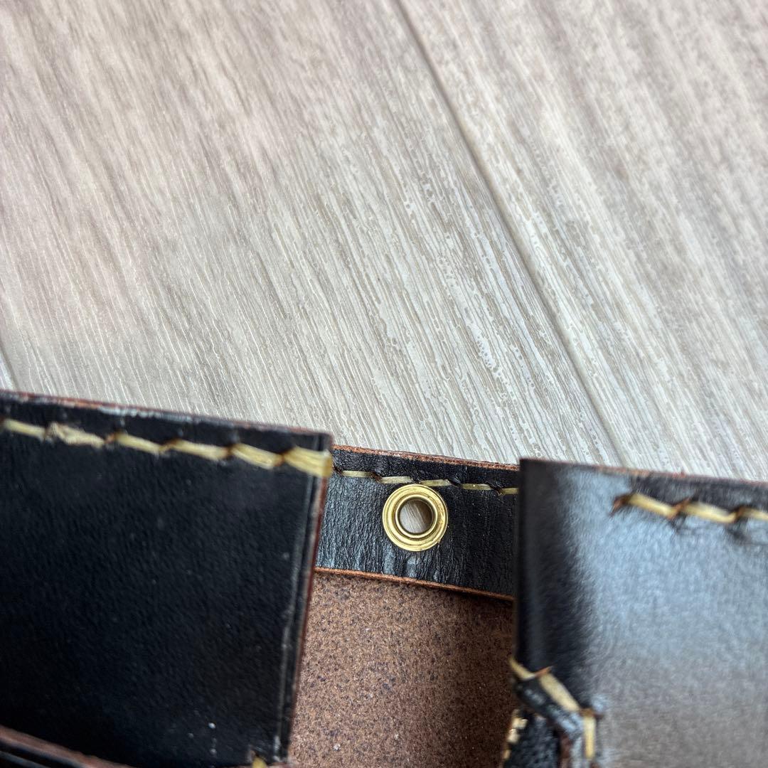 【茶芯ブラック】　クロムエクセル　ミドルトラッカーウォレット　真鍮