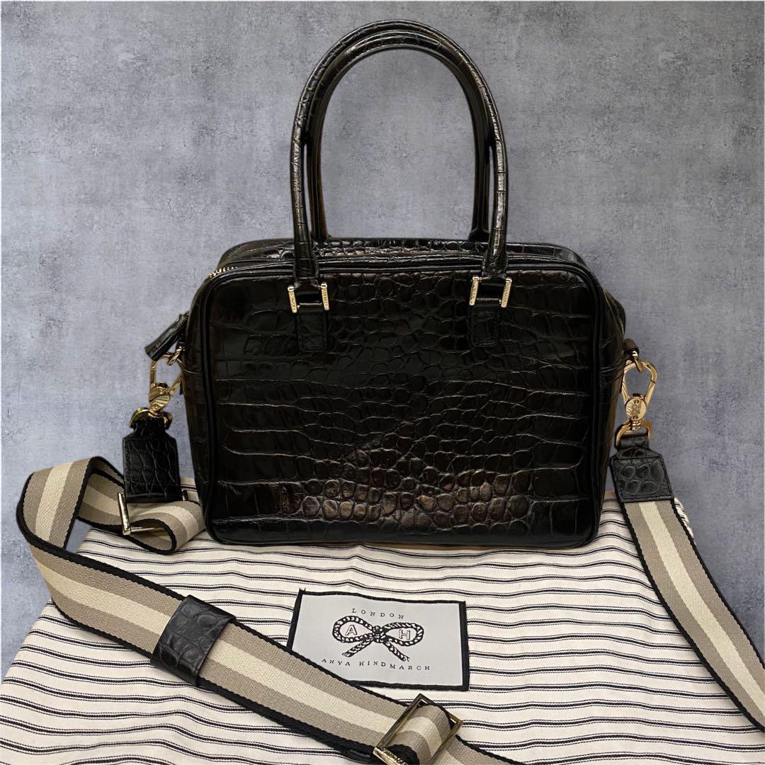 s*4様 Anya Hindmarch クロコ型押し 2WAY ハンドバッグ カ