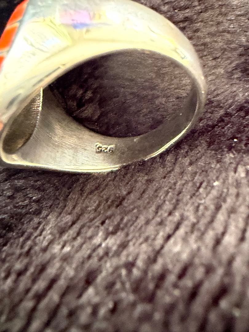 （W）超希少！美品✨SAAD サード インレイワークリングインディアンジュエリー