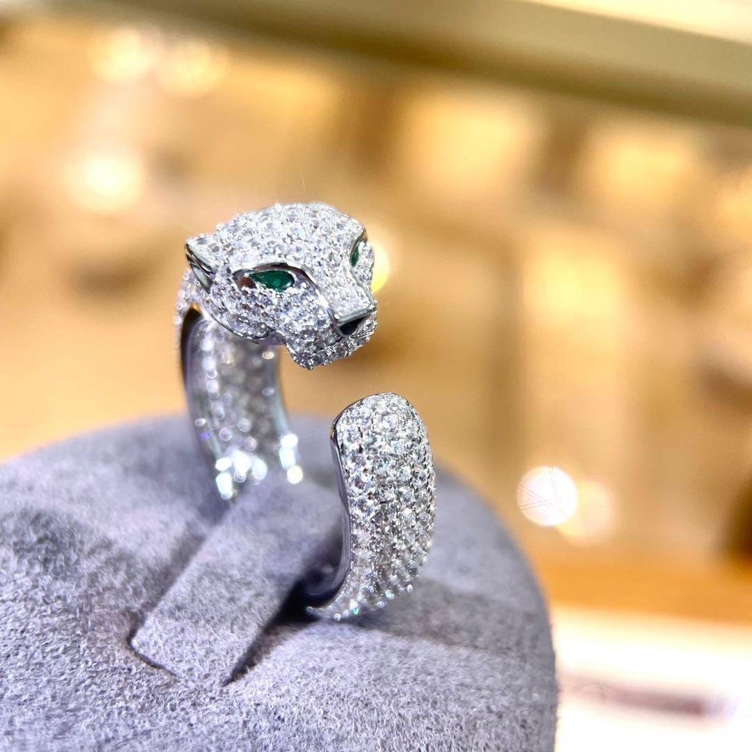 【S925純銀】ラボグロウン・ハイカーボンダイヤ レオパードリング／5.72ct