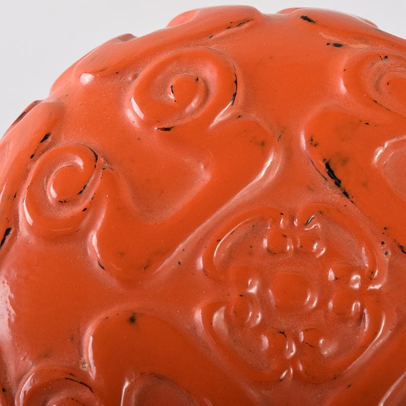 茶道具　鎌倉彫　内金塗　剔紅　堆朱　屈輪香合　在銘　共布　共箱　V　R8209