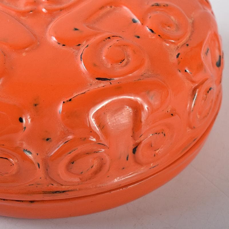 茶道具　鎌倉彫　内金塗　剔紅　堆朱　屈輪香合　在銘　共布　共箱　V　R8209