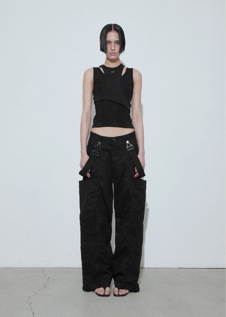 bohemseo レイヤードトラックタンクトップシズニルック ブラック