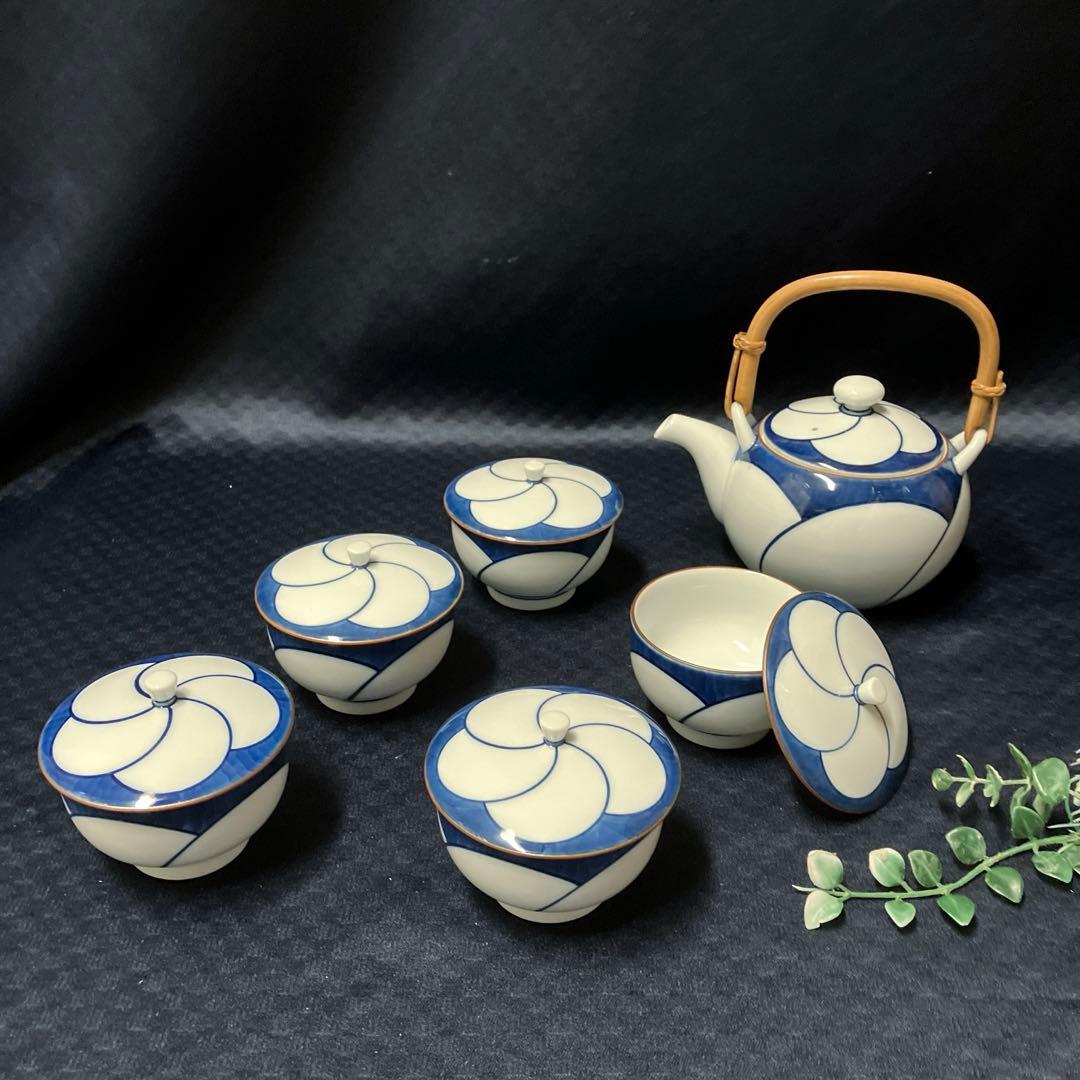 波佐見焼 白山陶器 茶器セット 急須湯呑み5客 ねじり梅 森正洋デザイン