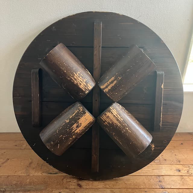 ヴィンテージ ダークブラウン 形 木製 座卓 ちゃぶ台 ローテーブル 古道具