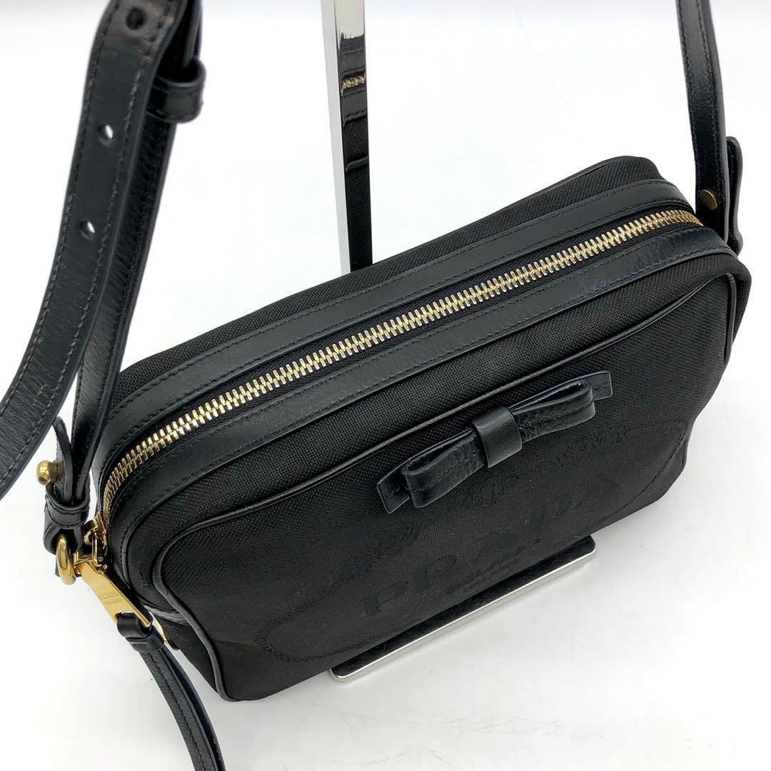 ✨近年・ギャランティ付✨プラダ ショルダーバッグ 三角ロゴ ジャガード リボン