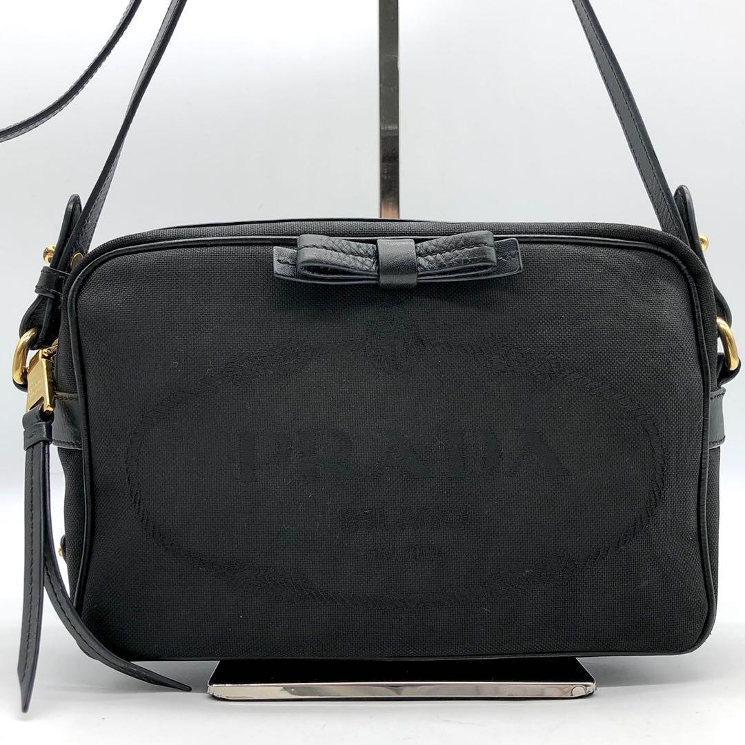 ✨近年・ギャランティ付✨プラダ ショルダーバッグ 三角ロゴ ジャガード リボン