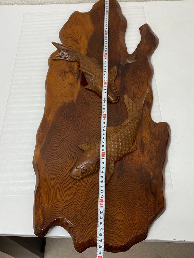 3-3292 屋久杉で作られた鯉の木彫りの工芸品・壁掛 - メルカリ