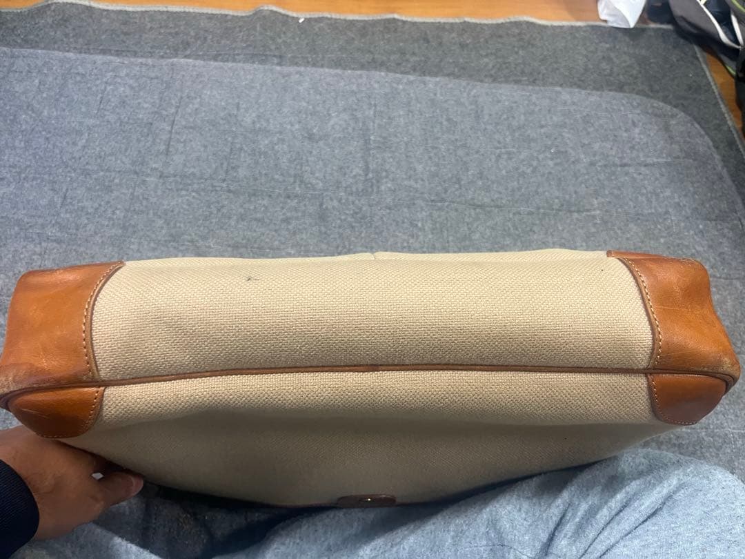 万双 ブリーフケース キャンバス×レザー 2室 廃盤 希少 ビジネスバッグ