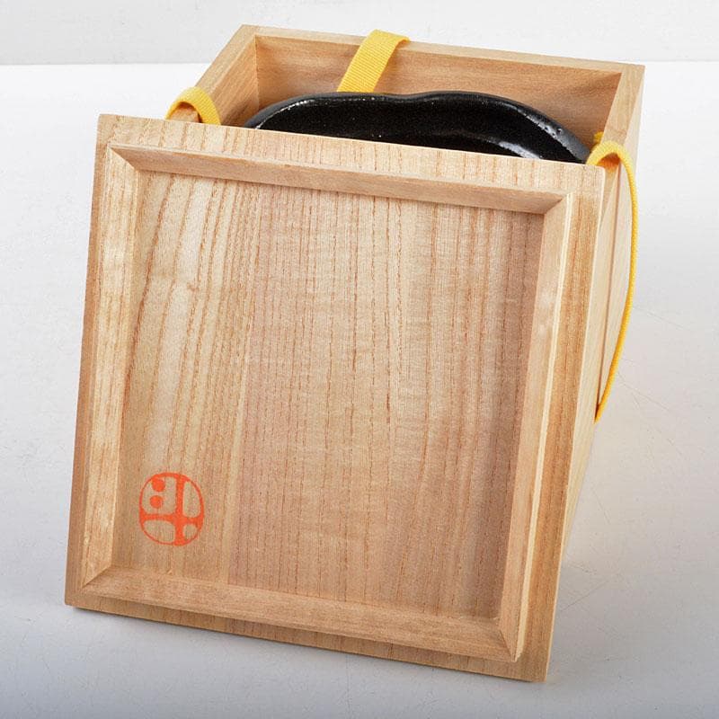 人間国宝 荒川豊蔵作 黒織部 沓形茶碗 共箱 M R4339 購入 茶道具 人間