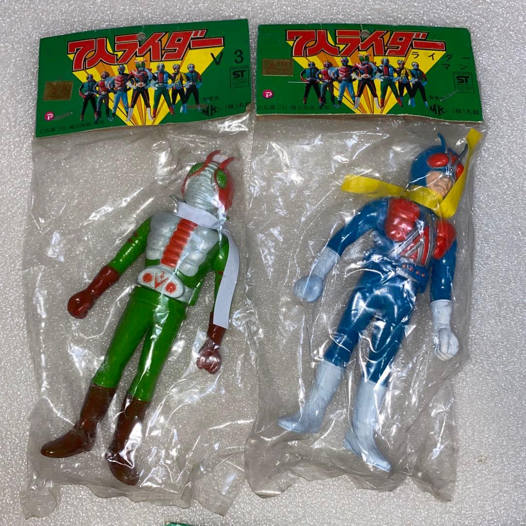 仮面ライダー　ソフビ　7人ライダー　ポピー　袋入り　　6種セット　当時物