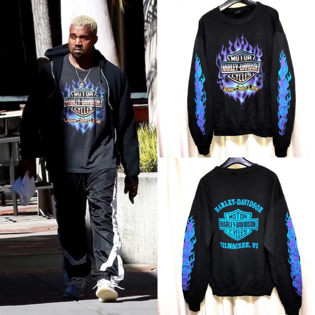 本物 ビンテージ ハーレー ブルーフレイム カニエウエスト ブラック