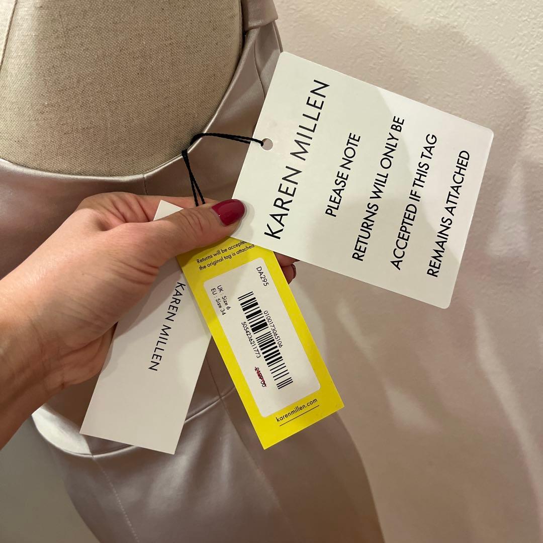新品】Karen Millen シャンパンカラーのサテンドレス