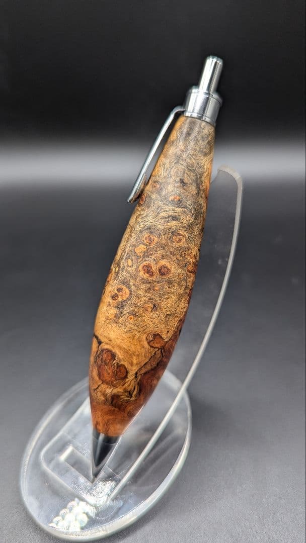 156ペン工房翌檜 花梨 紅白 源平 瘤杢 極太 木軸シャーペン 木軸