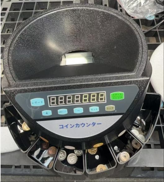 中古 コインカウンター 自動 ポータブル 硬貨 計数機 電動 高速 黒
