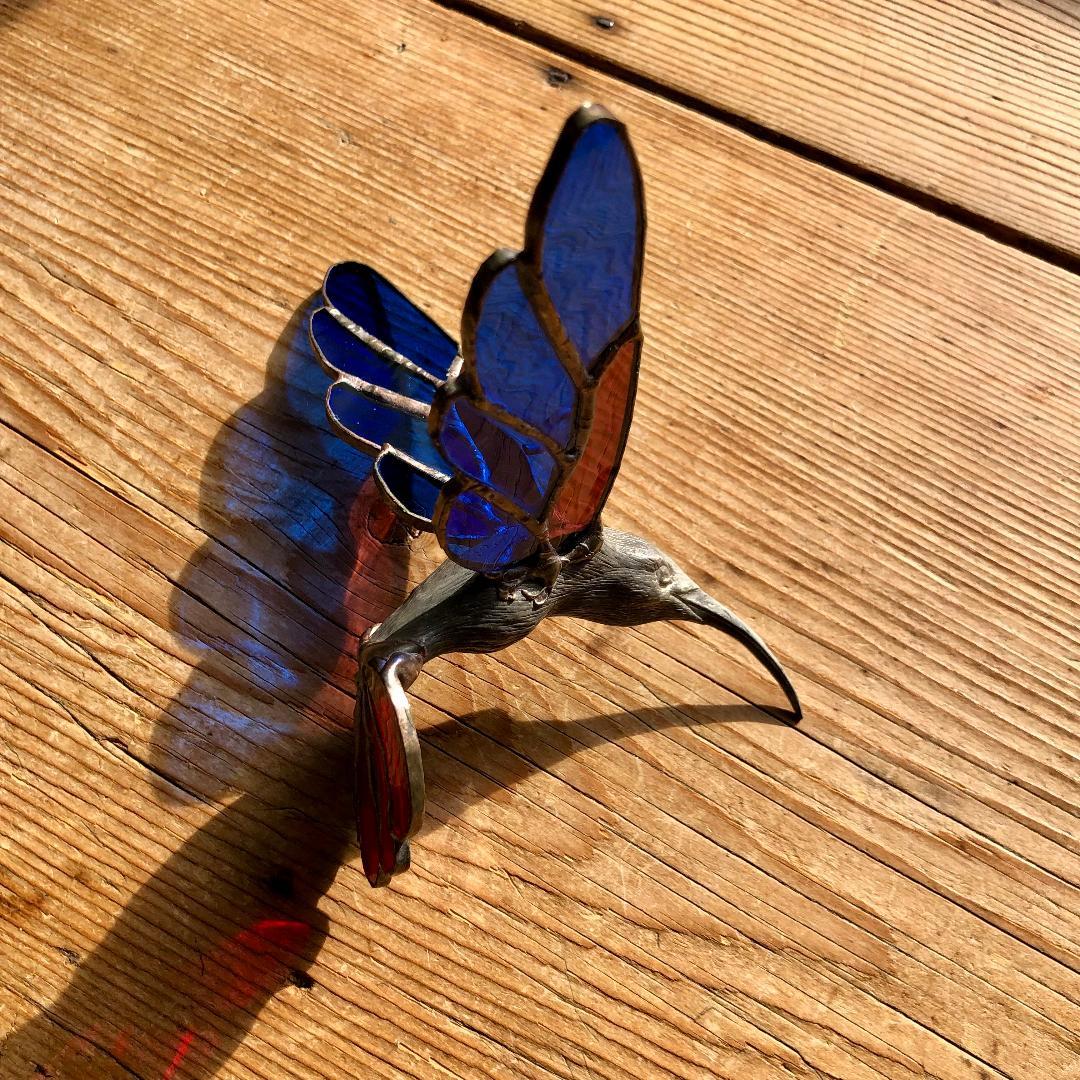 ヴィンテージ ハチドリ ハミングバード アメリカ製 ステンドグラス