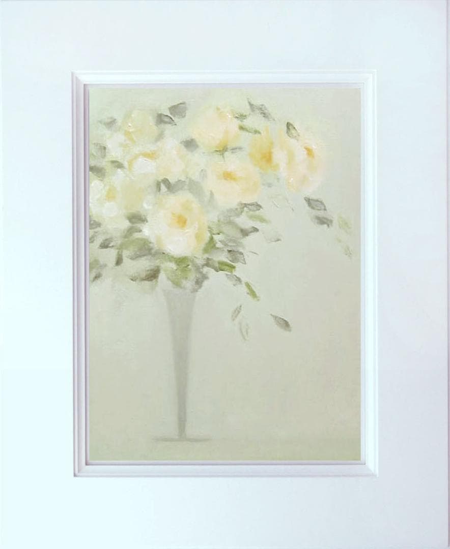 油絵 菅家令子 絵 絵画インテリア 額付(青緑＋金色の枠)uF6-113302花