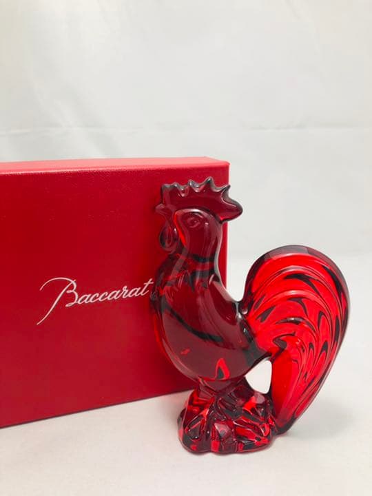 Baccarat バカラ ニワトリ 置物 ショップ 干支 赤 オブジェ フィギュリン