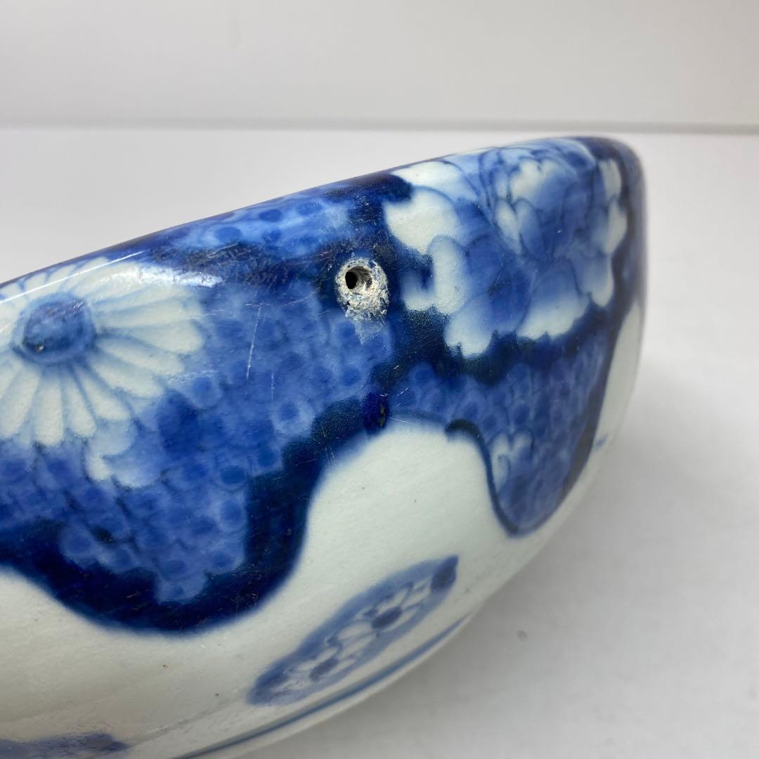 李朝 染付 草花文 鉢 合箱 トヒチル 東さ7-0428① 李朝