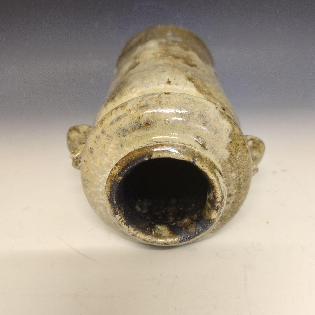 鏡山窯　井上東也作　斑唐津耳付花入