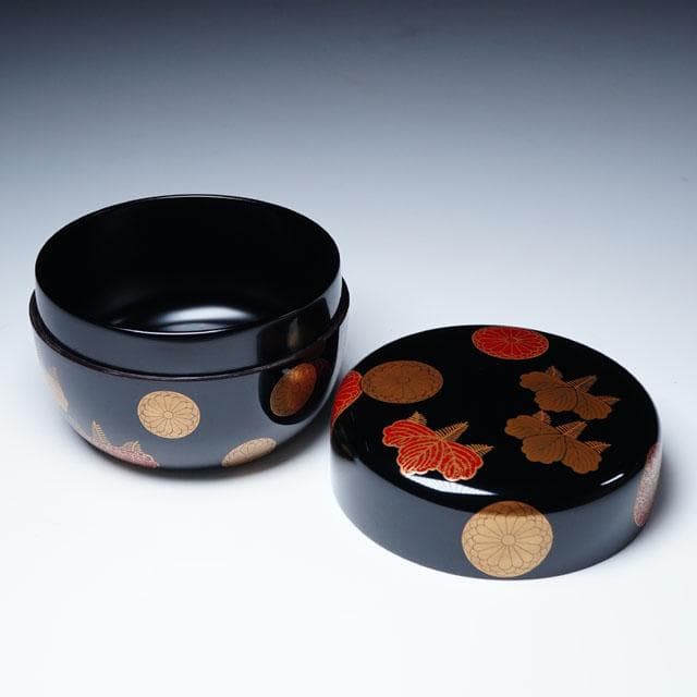 川端近左 高台寺蒔絵平棗 共箱 茶道具 茶器 薄茶 菊桐