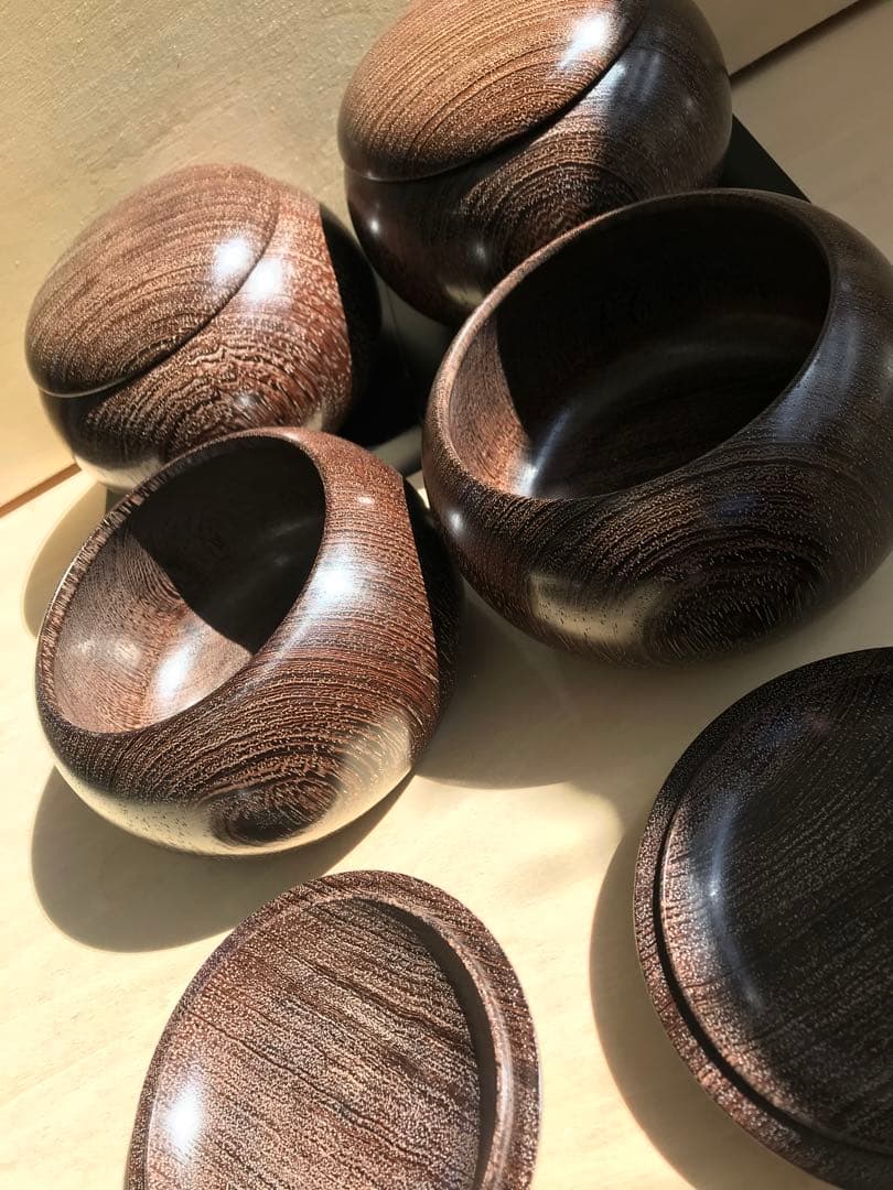 タガヤサン　鉄刀木　碁盤　碁器　碁箱　碁　特大　36号　1組セット