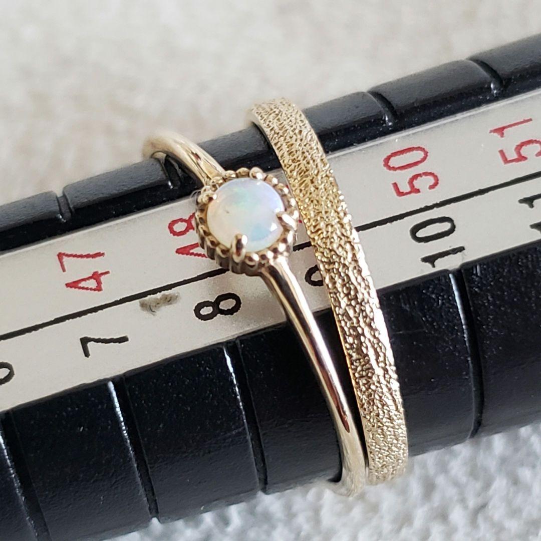 『エル』オパール♡9号【ノワールドプーペ】K10 虹色 ゴールドリング☆