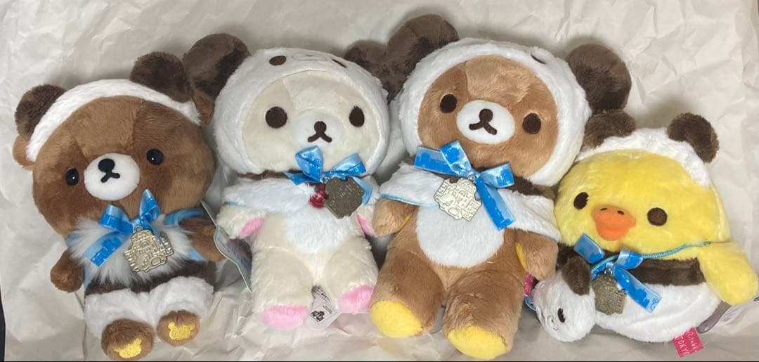 パンダ ぬいぐるみ　リラックマ　コリラックマ　キイロイトリ　チャイロイコグマ リラックマコリラックマキイロイトリパンダでごろんのんびりマスコット