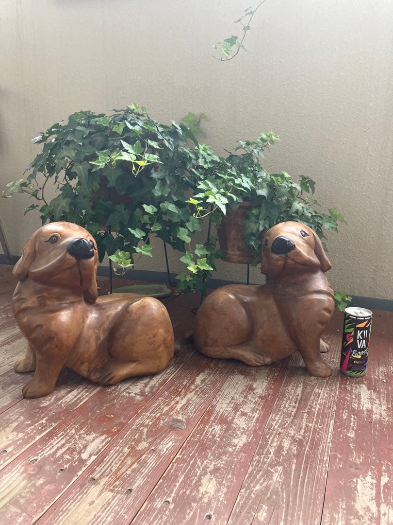 犬の置物 木彫り アンティーク