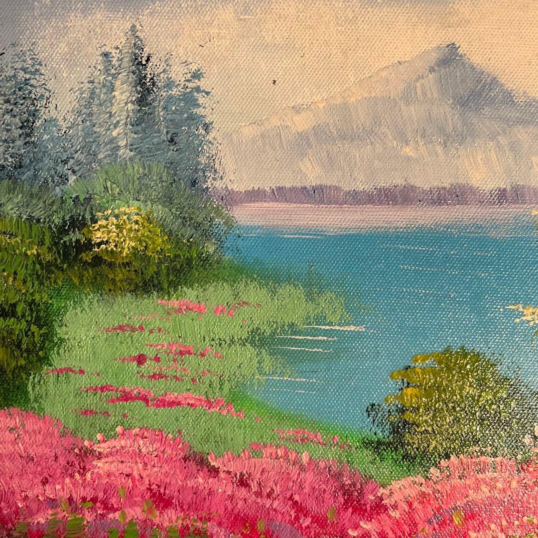 手書き油絵 春の訪れ 額付 絵画 インテリア 油彩画