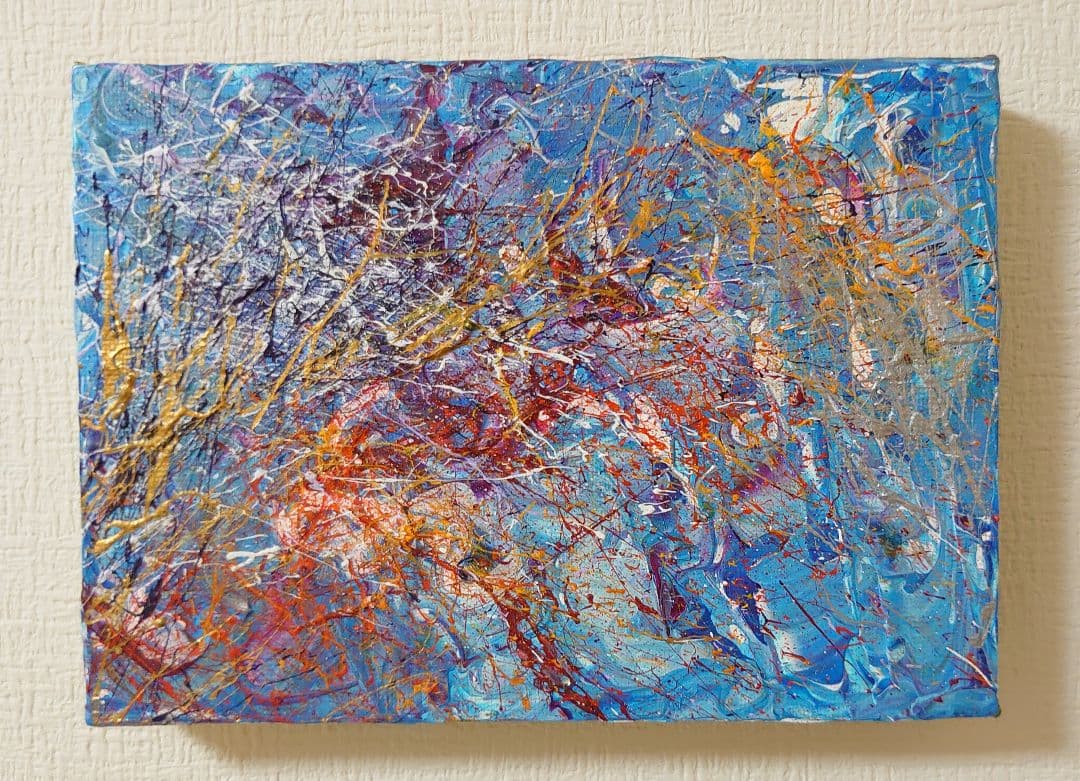 アクリル画　テクスチャーアート　絵　抽象画　1年分(最終50作品以上) 抽象画 テクスチャーアート 青 絵画 MUGI 通販 18579140｜Creema(クリーマ)